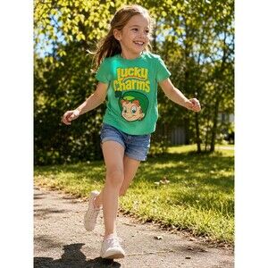 Lucky Charms Cereal Shirt Girls Size Med. 7/9 Green